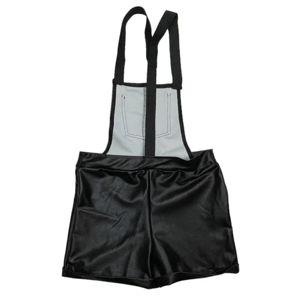 WEISSMAN Short Overall Dance Costume Girls MC/SC Black Leather-Look Hip Hop Jazz